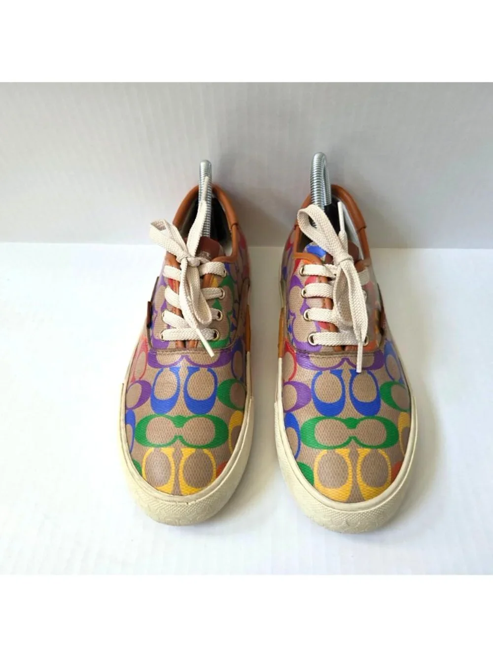 Coach Shoes Womens 7.5 Citysole Skate Sneakers Rainbow Signature Logo Canvas